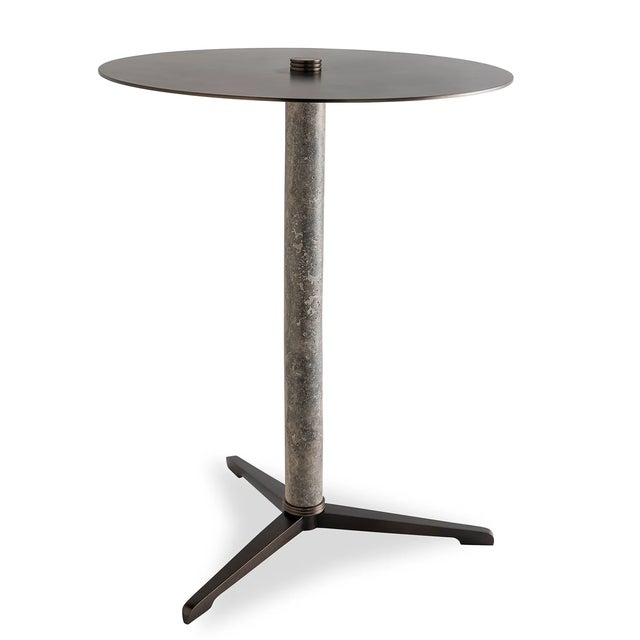 Metal Tivoli Marble Gray/Bronze Drinks Table For Sale - Image 7 of 7
