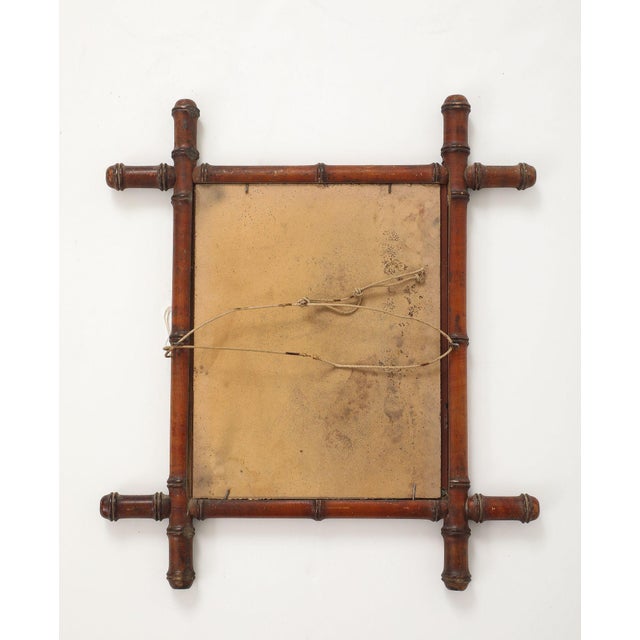 Small Faux Bamboo Carved Frame Mirror, England 1940s For Sale - Image 9 of 9