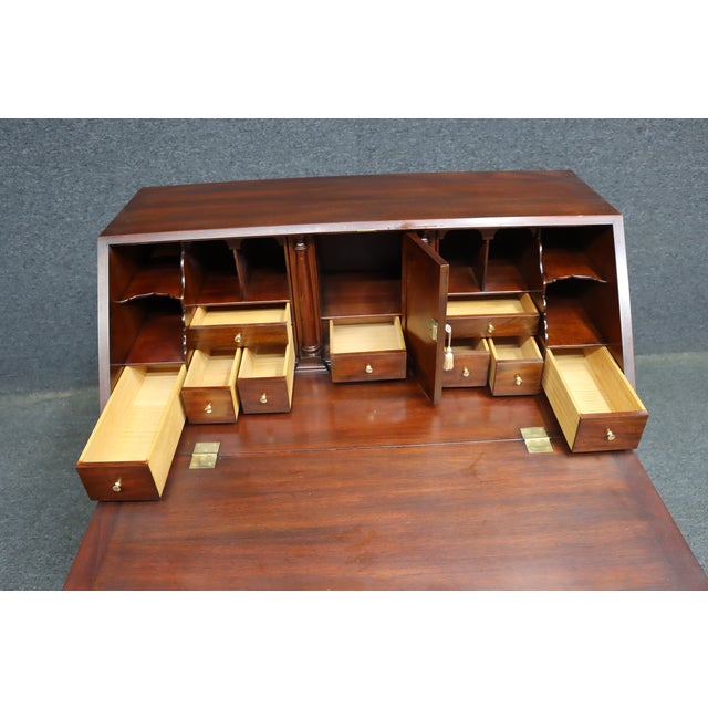 Henkel Harris Mahogany Chippendale Secretary Desk With Fitted Interior For Sale - Image 9 of 17