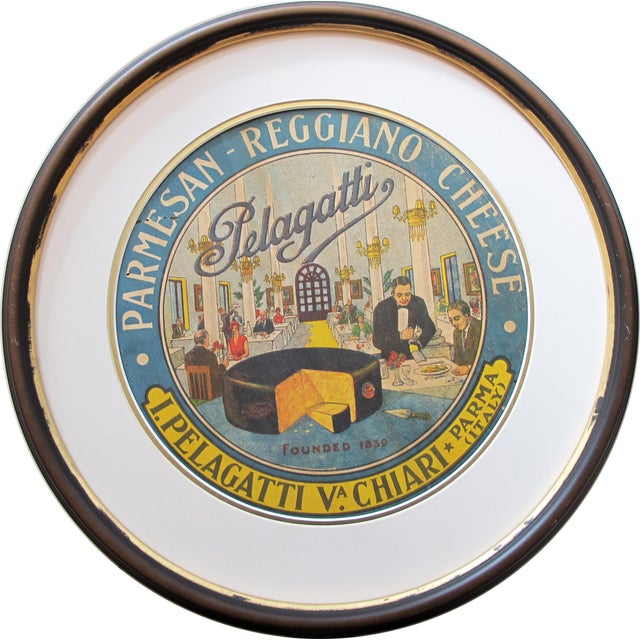 1930s Vintage Italian Parmesan Cheese Label, Pelagatti (framed) Chairish
