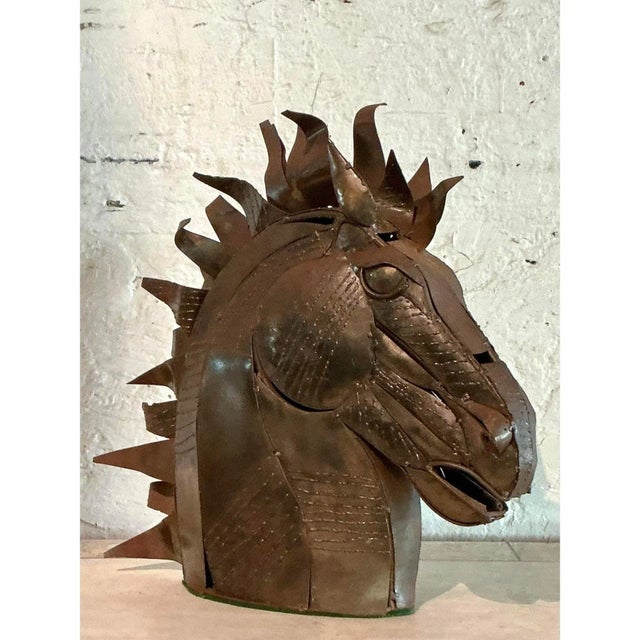 Vintage Brutalist Torch Cut Copper Horse Head For Sale - Image 10 of 10