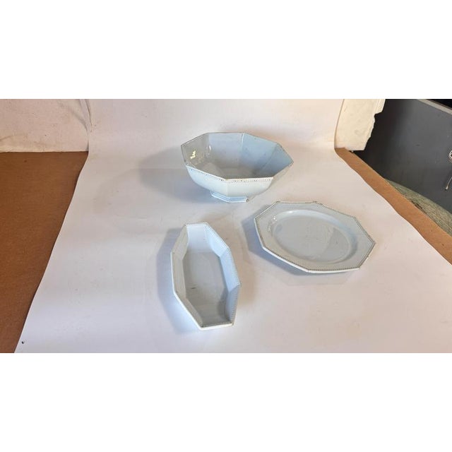 French Ceramic Tableware Set with Beads attributed to Creil Montereau, 19th Century, Set of 3 For Sale - Image 9 of 18