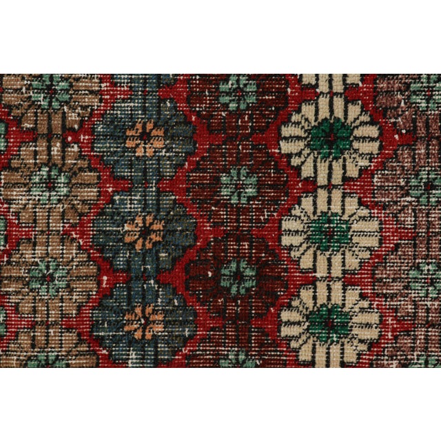 Mid-Century Modern Vintage Zeki Múren Runner in Red, With Colorful Floral Patterns From Rug & Kilim For Sale - Image 3 of 7