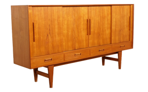 Vintage Danish Highboard in Teak with Light Inside