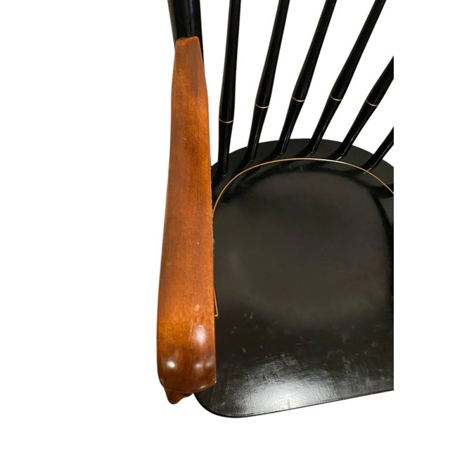 Wood Mid 20th Century Vintage Nichols & Stone Brown University Collegiate Windsor Chair With Gold Accents For Sale - Image 7 of 10