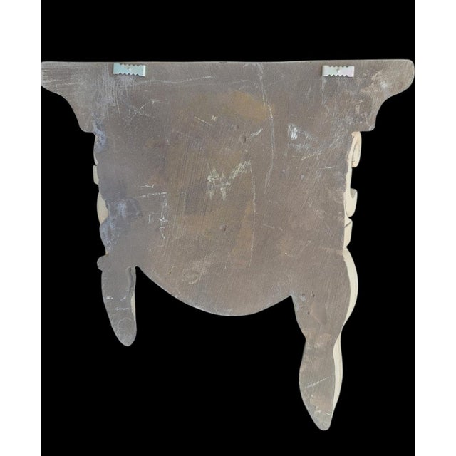 1980s Vintage Wood Carved Draped Neoclassical Off White Classic Wall Brackets Shelves- A Pair For Sale - Image 5 of 9