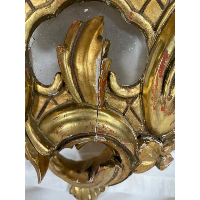 French Louis XV Rococo Style Large Carved and Gilt Cartel Clock Case. For Sale - Image 10 of 13