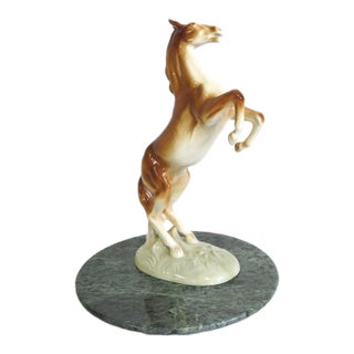 Vintage Royal Dux Rearing Stallion Porcelain Figurine (C. 1960-1978) For Sale