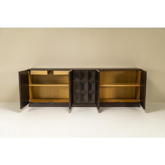 Brutalist Sideboard in Dark Stained Oak from Defour, Belgium, 1970s For Sale - Image 5 of 11