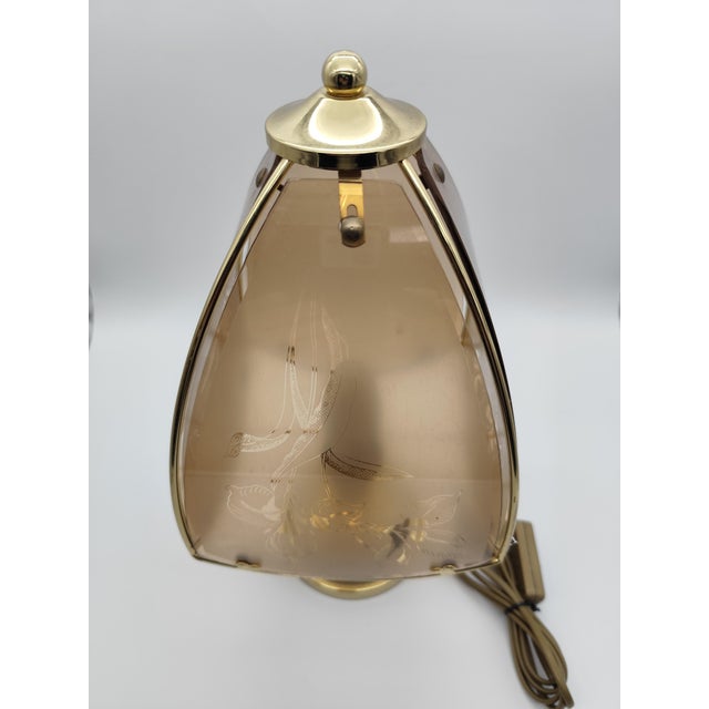 Vintage Star Light Brass Petal Table Lamp with Tinted Glass Shades, 1970s For Sale - Image 6 of 9