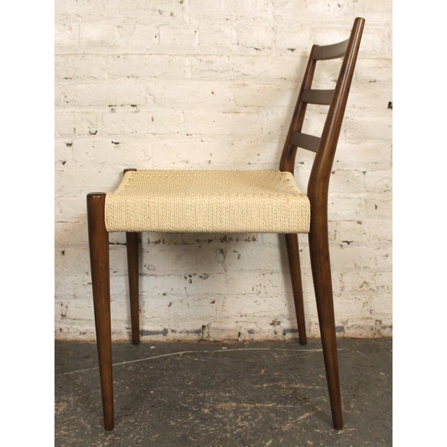 Mid-Century Modern Six Mid-Century Style Woven Seat Dining Chairs For Sale - Image 3 of 8