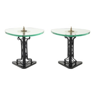1970's Baroque Style Brass and Iron Side Tables For Sale