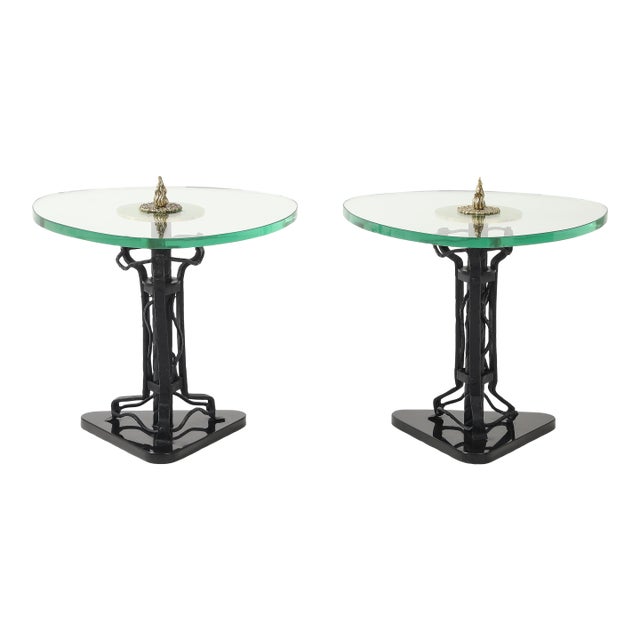 1970's Baroque Style Brass and Iron Side Tables For Sale
