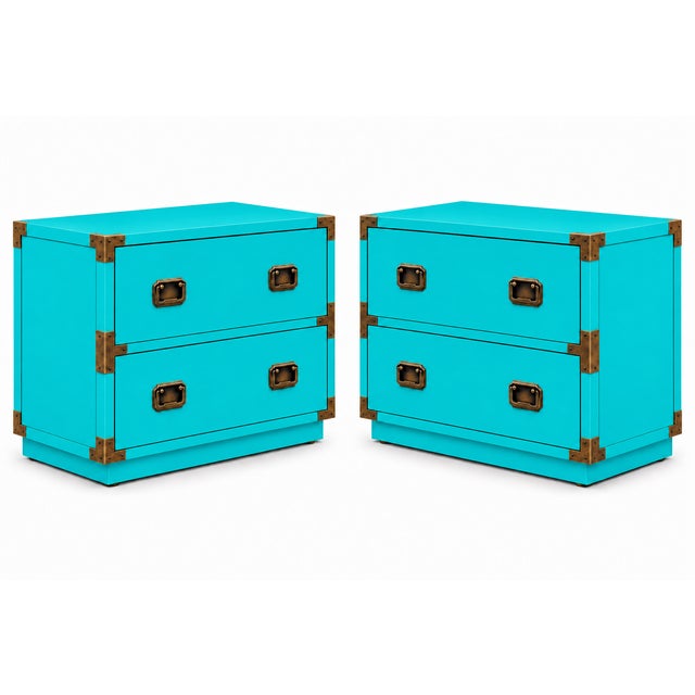 Mid Century Modern Campaign Nightstands For Sale - Image 4 of 4