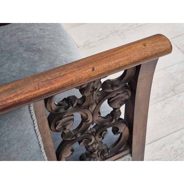 Mid-Century Modern Danish Lounge Chair in Light Blue Furniture Velour, 1950s For Sale - Image 3 of 18