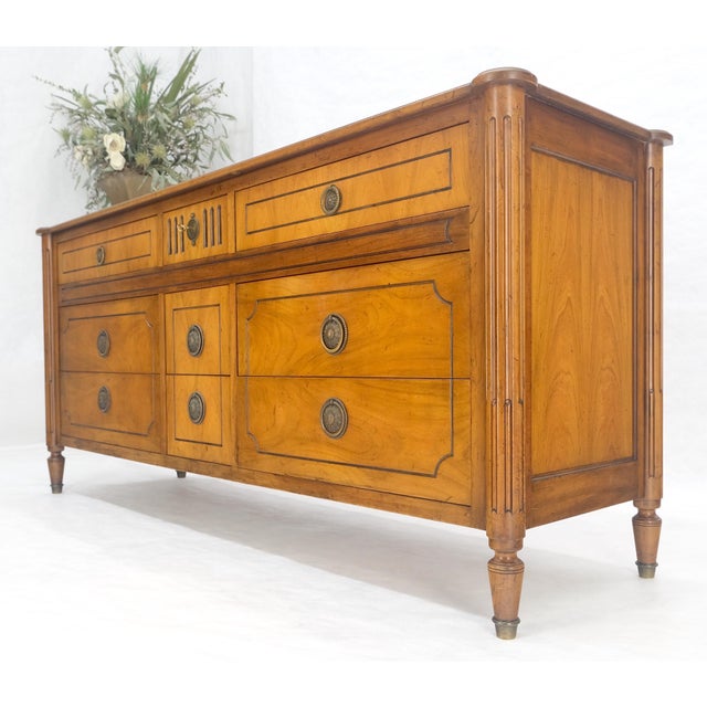 Late 20th Century Baker Fruitwood 72" Long 9 Drawers Dresser Credenza Cabinet MINT! For Sale - Image 5 of 18
