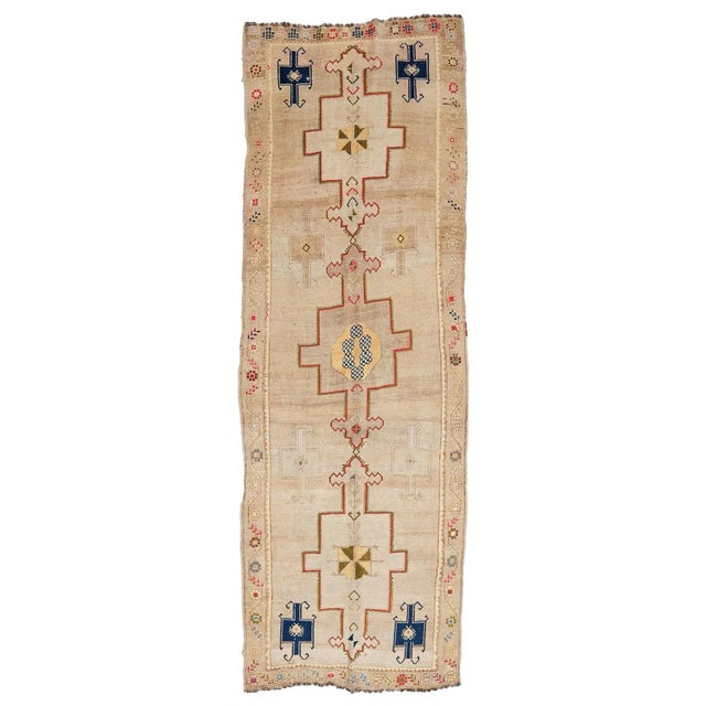 Textile Mid 20th Century Vintage Washed Out Wool Rug For Sale - Image 7 of 7