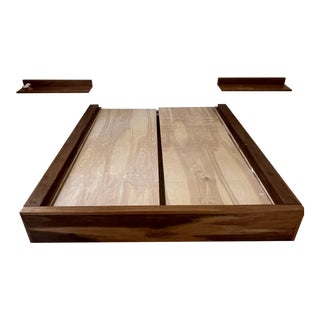 Custom Queen Size Walnut Platform Storage Bed For Sale