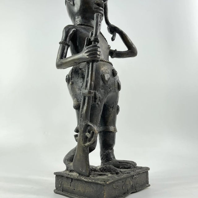 Metal Early 20th Century Benin Bronze Warrior Figure Nigeria For Sale - Image 7 of 9