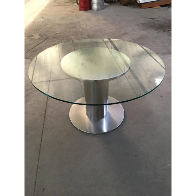 Mid-Century Modern Italian Chromed Base Dining Table, 1970s, in Very Good conditions. Designed 1970 to 1979