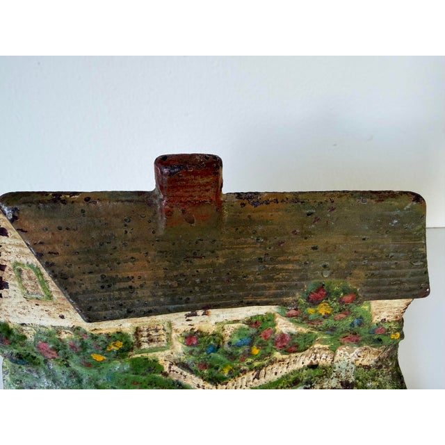 1920s Vintage Hand-Painted Cast Iron Cottage Doorstop For Sale - Image 5 of 9