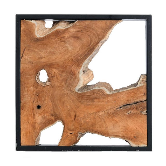 Brown Framed Slice of Teak For Sale - Image 8 of 8