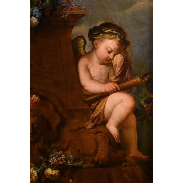 Jacob de Wit, Flowers with Cupids, 1720, Oil on Canvas, Framed For Sale - Image 10 of 17