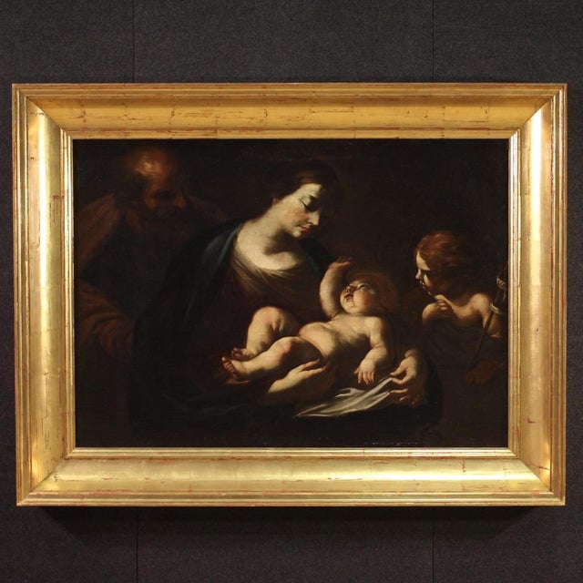 Italian Artist, Holy Family, 1660, Oil on Canvas For Sale - Image 16 of 16