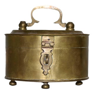 Mid Century Chinoiserie Brass Trinket Box For Sale