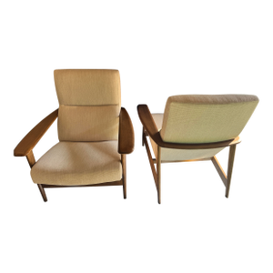 Mid Century Wood Chair Set of 2
