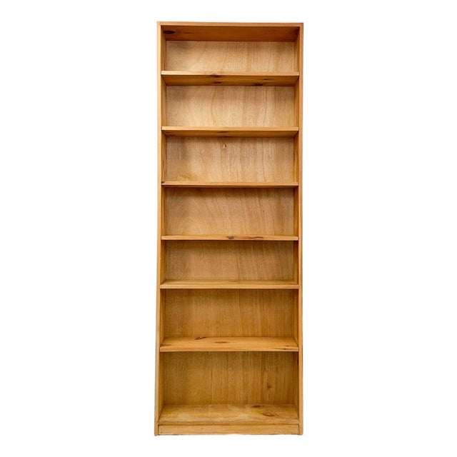 Vintage Antique Style Handmade Pine 7-Shelf Bookcase Rustic Boho For Sale