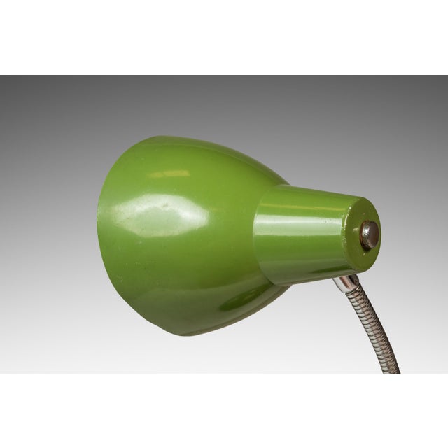 Mid-Century Modern Industrial Patinaed Adjustable Height Desk Table Lamp in Army Green, C. 1960s For Sale - Image 11 of 16