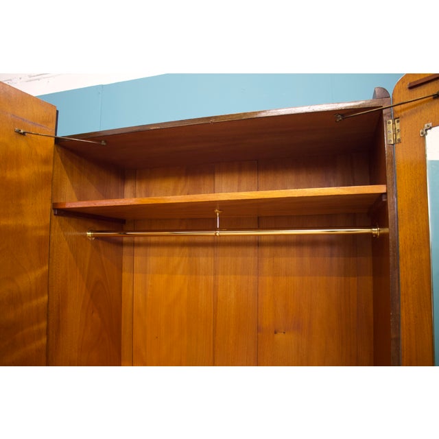 Vintage Art Deco Burr Walnut Triple Door Wardrobe, 1930s For Sale - Image 13 of 15