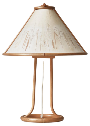 Scandinavian Wabi-Sabi Bamboo Table Lamp Shade with Pressed Plants, 1950s