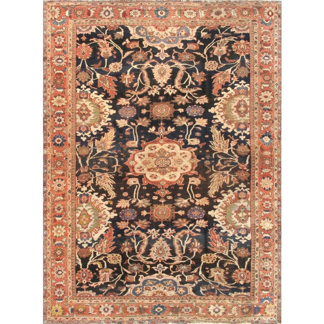 Textile 1910s Antique Ziegler Sul Black/Rose Area Rug-11' 4" X 15' 3" For Sale - Image 7 of 7
