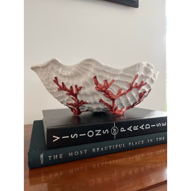 A gorgeous, hand-painted, coastal piece from Italy that is perfect for your seaside aesthetic. This large seashell bowl is...