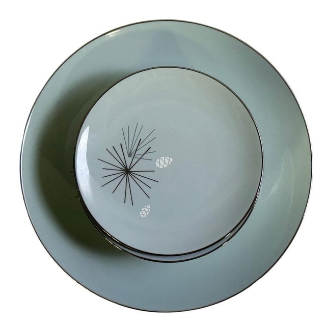 Contemporary Mid 20th Century Franciscan Masterpiece Extremely Rare 'Silver Pine' 8-Five Pc Place Settings - 40 pcs For Sale - Image 3 of 17