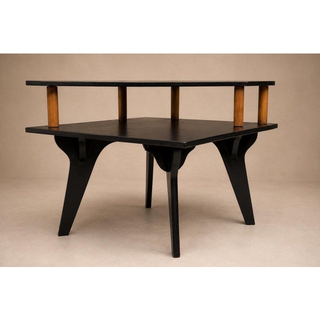 Mid-Century Modern Brazilian Modern Two-Tier Accent Table in Marine Plywood by José Zanine Caldas, Brazil, 1950s For Sale - Image 3 of 18