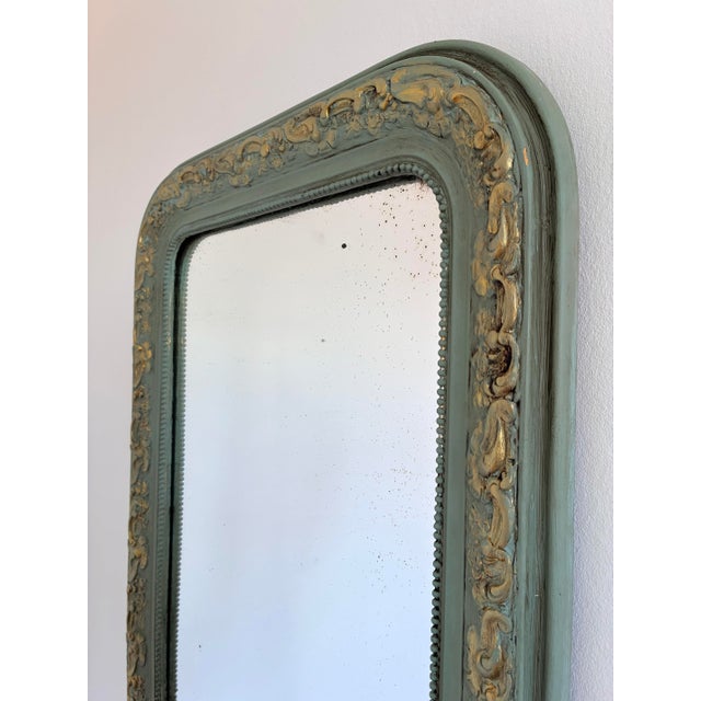 Large Antique French Louis Philippe Mirror – Green and Gold, Late 19th Century For Sale - Image 4 of 10