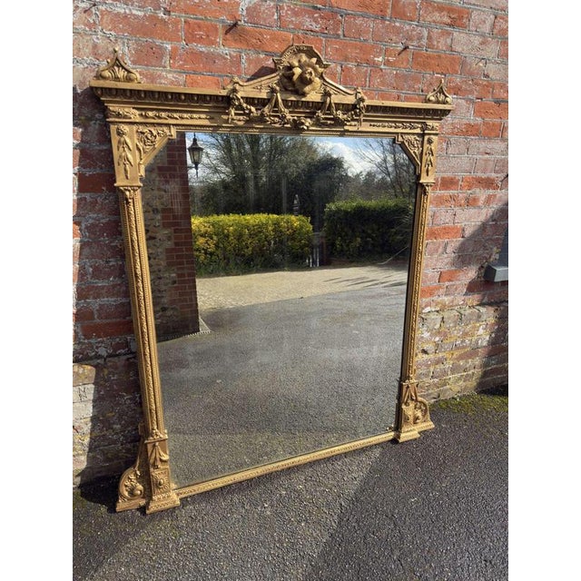 Large Antique English Gilt Overmantle Mirror, 1800s For Sale - Image 5 of 5