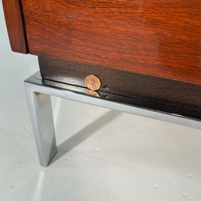 Vintage Mid Century Modern Architectural Rosewood Cabinet on Chrome Base For Sale - Image 15 of 16