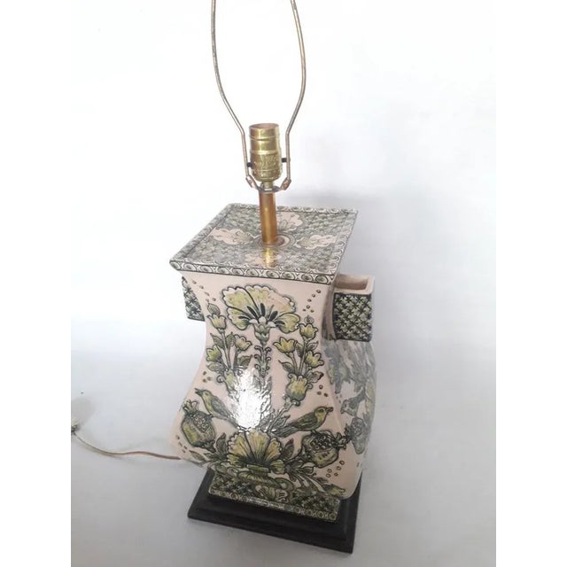 Hand Painted Ceramic Table Lamp by Paterna Majolica Dart, 1970s For Sale - Image 3 of 4
