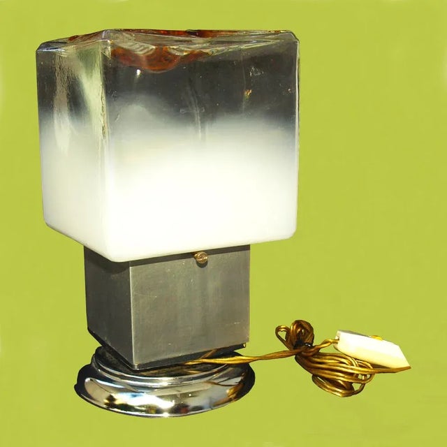 Postmodern Chromed Metal & Glass Table Lamp by Toni Zuccheri for VeArt, 1970s For Sale - Image 3 of 11