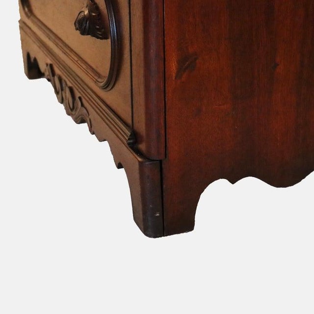 Antique Carved Walnut 3-Drawer Commode With Backsplash & Shelves Circa 1890 For Sale - Image 10 of 16