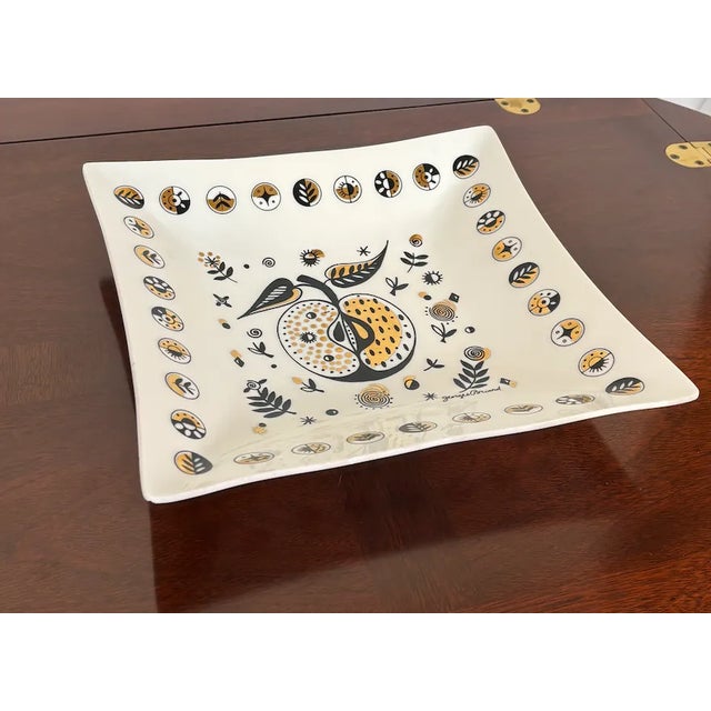 Mid-Century Modern Vintage Georges Briard "Forbidden Fruit" Glass Serving Tray For Sale - Image 3 of 9