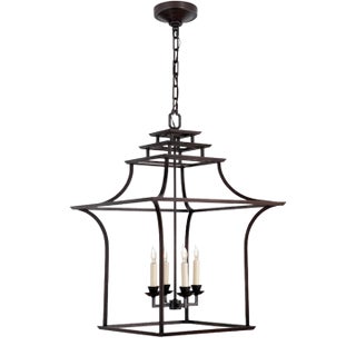 Visual Comfort Brighton Pagoda Lantern in Black Iron For Sale