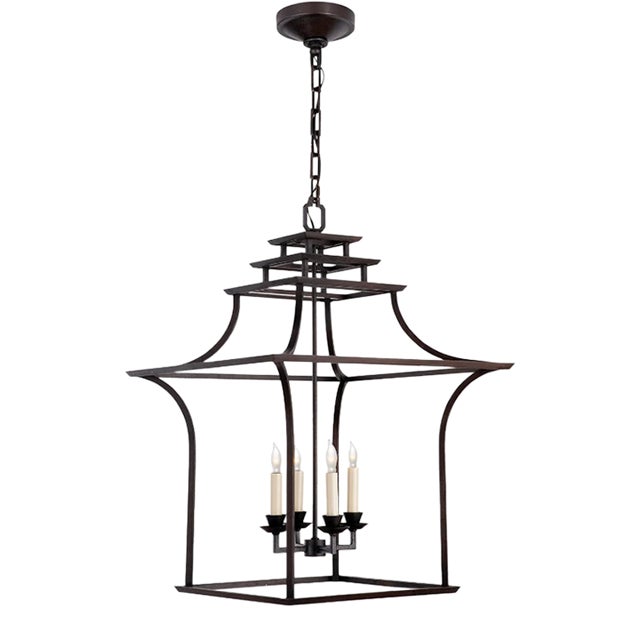 Visual Comfort Brighton Pagoda Lantern in Black Iron For Sale