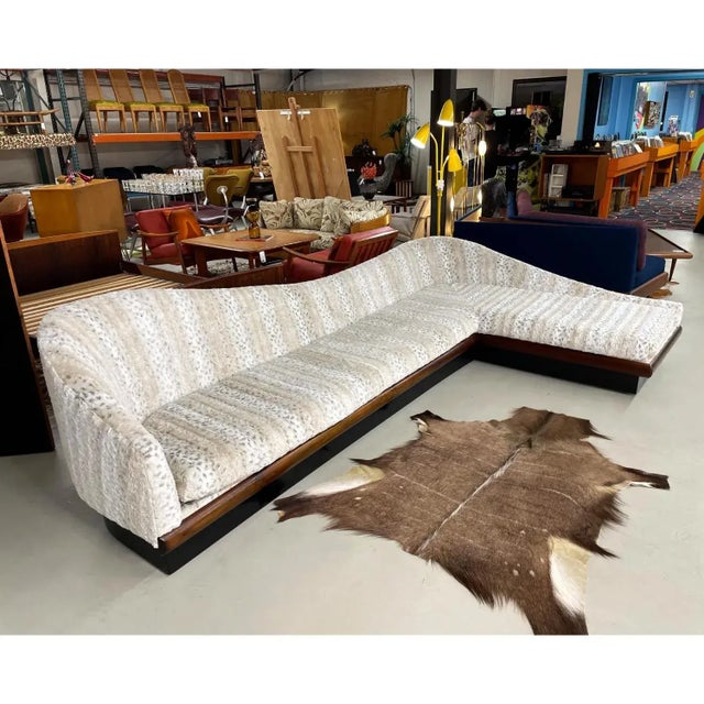 Adrian Pearsall Cloud Sofa Sectional Restored in Faux Fur Snow Leopard For Sale - Image 6 of 15
