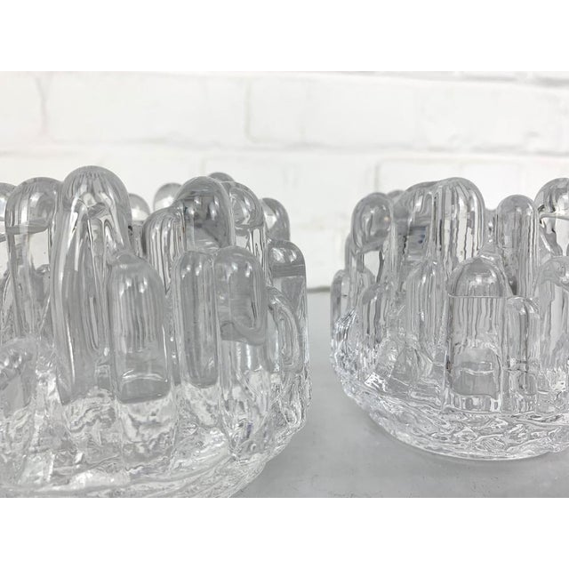 Kosta Boda Sunflower Glass Candlesticks attributed to Göran Wärff for Kosta Boda, Sweden, 1970s, Set of 2 For Sale - Image 4 of 10