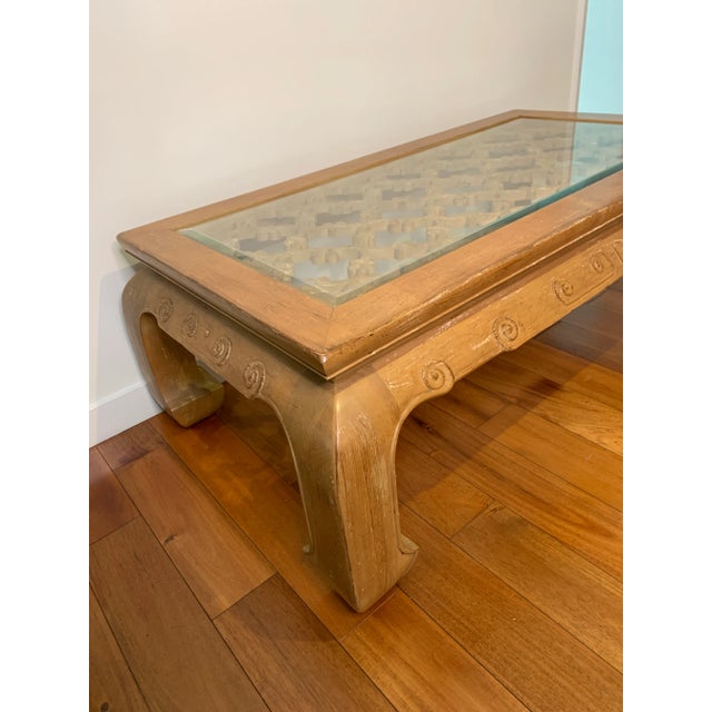 Tan Vintage Chinoiserie Style Century Furniture Coffee Table For Sale - Image 8 of 9